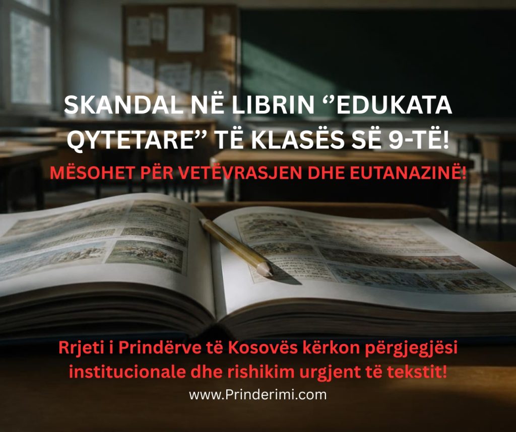 Skandal në librin e Edukatës Qytetare të klasës së nëntë: Mësohet për vetëvrasjen dhe eutanazinë!